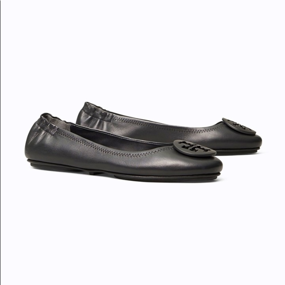 Tory Burch Minnie Travel Ballet Flat in Black Leather